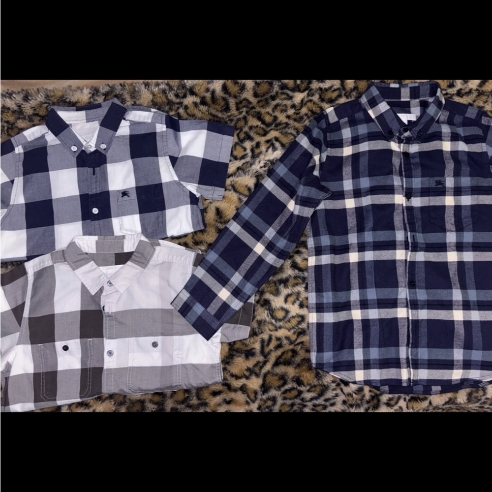 Kids Plaid Button-Up Shirt - Blue and White